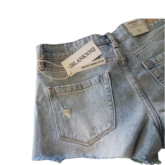 BlankNYC High-Waisted Distressed Cut-off Denim Jeans Shorts - Picture 5 of 12